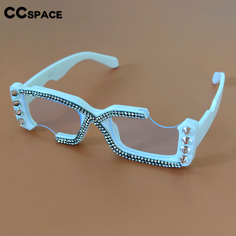 53614 femmes luxe diamant carré Anti bleu lunettes montures mode ordinateur lunettes Rectangle rose lunettes