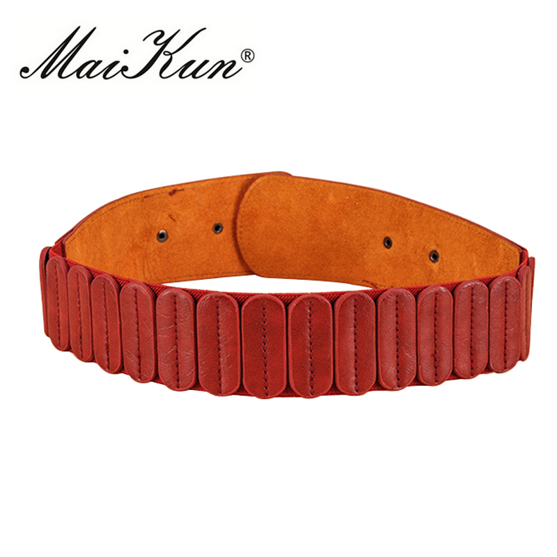 Maikun-Ceinture artificiel astique Vintage pour Femme, Large, avec Crochet en Métal