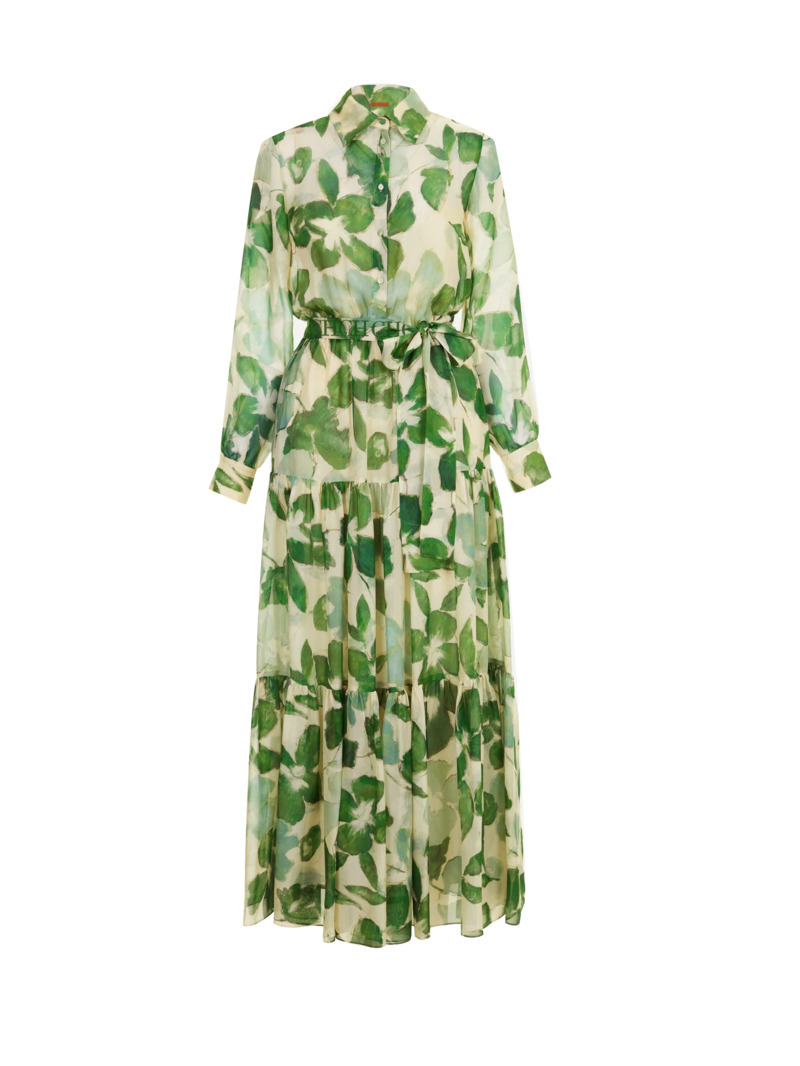 2025 robes femmes nouveau ceinturé en mousseline de soie imprimé col en v Chic mince robe longue mode élégante vacances rue robe pour femmes 8UN5