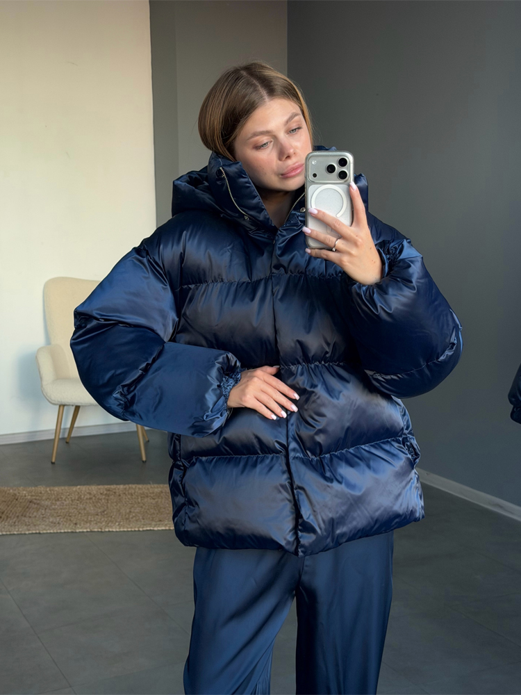 Manteau d'hiver matelassé brillant pour femmes, à capuche, à manches longues, épais et chaud, veste décontractée en coton matelassé.