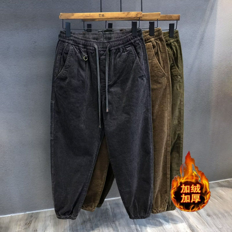 Pantalon Sarouel en Velours Côtelé pour Homme, Streetwear Décontracté, Baggy, Pantalon de Survêtement, Vêtements Rétro, Aadt, Smile Optics, Chaud, Y2K, Automne, Hiver