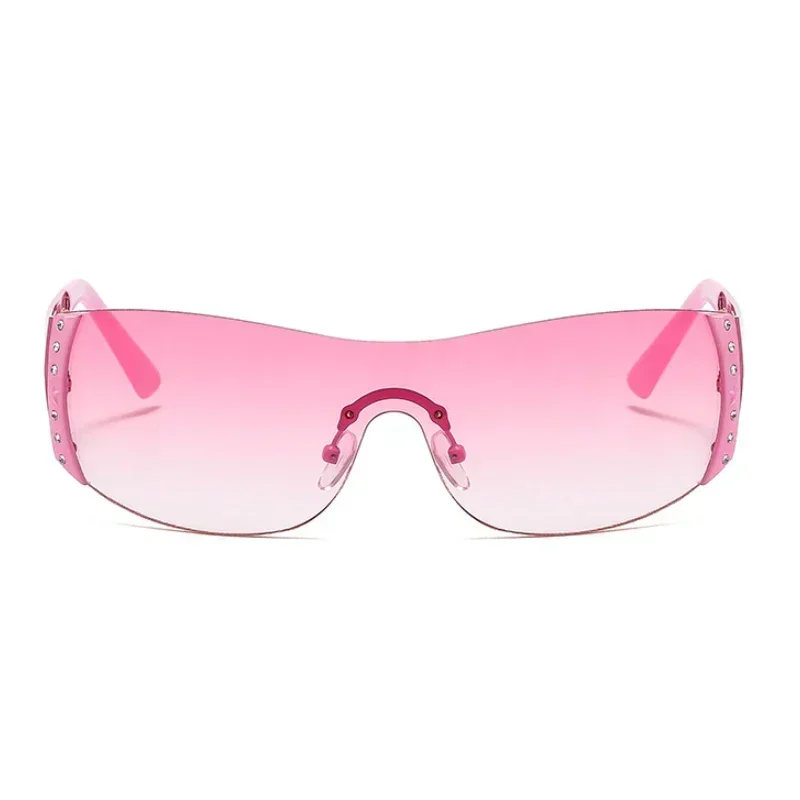 Lunettes de soleil carrées sans monture géométriques pour femmes et hommes, de marque de créateur, avec verres miroir en métal, style cool, Oculos De Sol