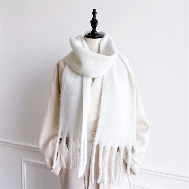 1 pièces couleur unie doux hiver chaud écharpe femmes Imitation cachemire luxe épaissi châle Pashmina glands moelleux écharpe châle