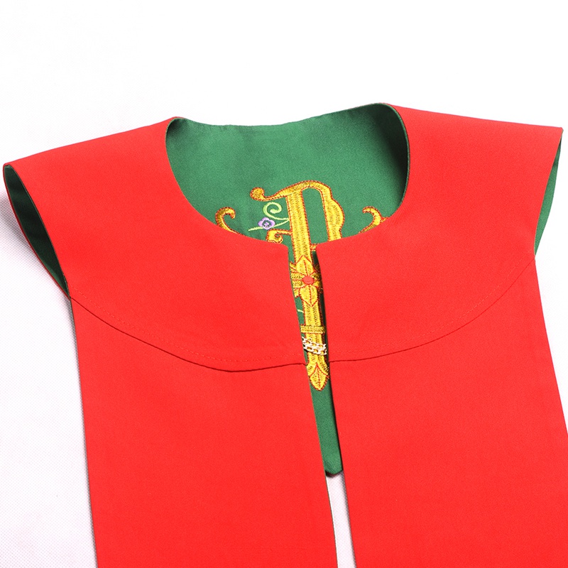 Costume de clergé étole de prêtre, écharpe d'église réversible brodée Double face Soutane