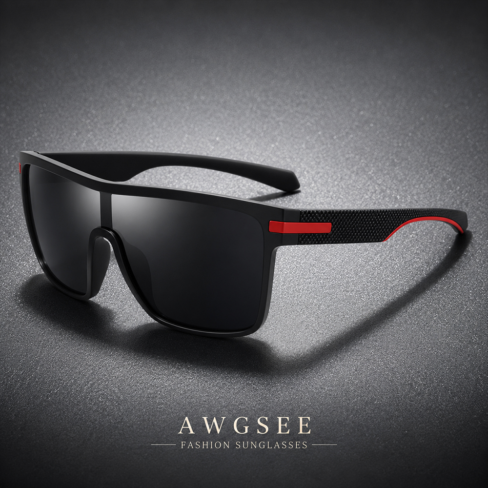 Lunettes de soleil carrées surdimensionnées pour hommes et femmes, verres monolithiques anti-éblouissement UV400, idéales pour la conduite, les activités de plein air, les vacances et la mode