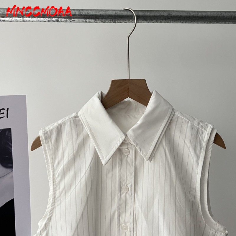 Ensemble chemise sans manches rayée blanche et short à taille élastique pour femme, ensemble décontracté d'été en deux pièces