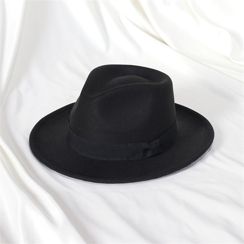 Chapeau Fedora en feutre avec nœud en forme de cœur, petit bord relevé, chapeau haut de forme vintage pour homme, chapeau de jazz, gorras para hombres