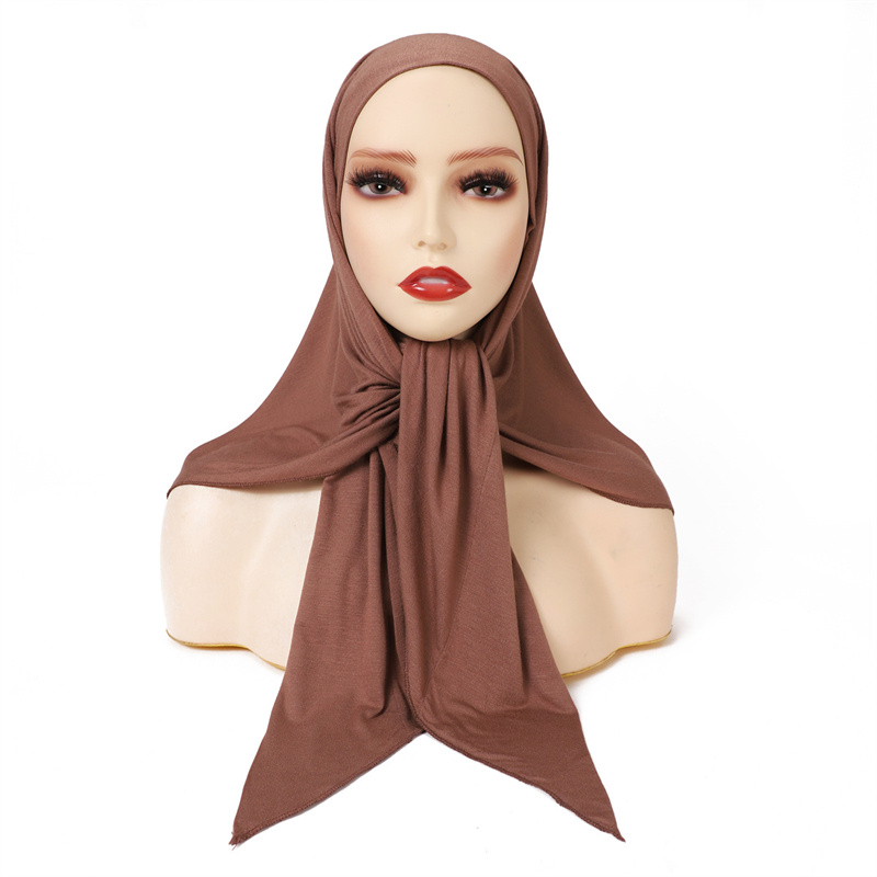 Ramadan plaine solide Triangle Modal Jersey Hijab hiver élasticité châles musulmans écharpe Maxi Wrap Snood chaud étole Foulards Sjaal
