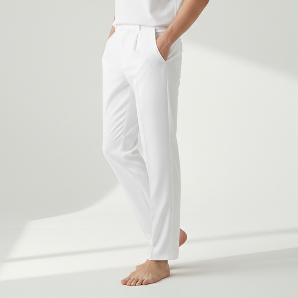 Pantalon habillé décontracté pour homme, coupe droite, style coréen, couleur unie, taille semi-élastique, pantalon de bureau, collection printemps-été