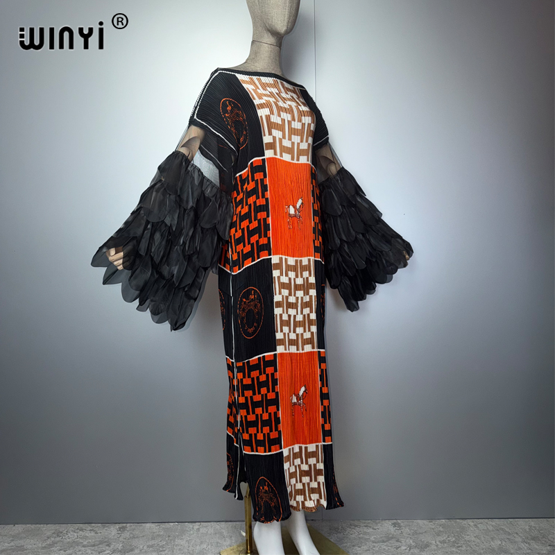 Robe plissée élastique WINYI, style kaftan de luxe de Dubaï, paréo de plage, abaya pour femme musulmane, soirée, style plissé