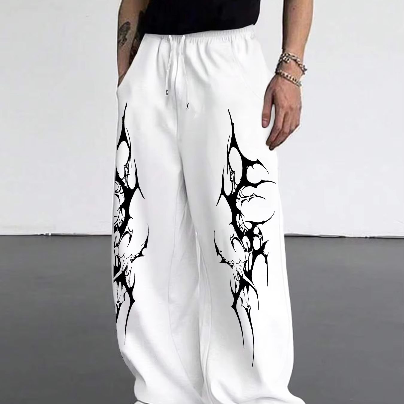 Pantalon de sport ample à jambes droites pour hommes, imprimé tatouage gothique, nouveau Style pour toutes les saisons, pantalon Streetwear pour hommes