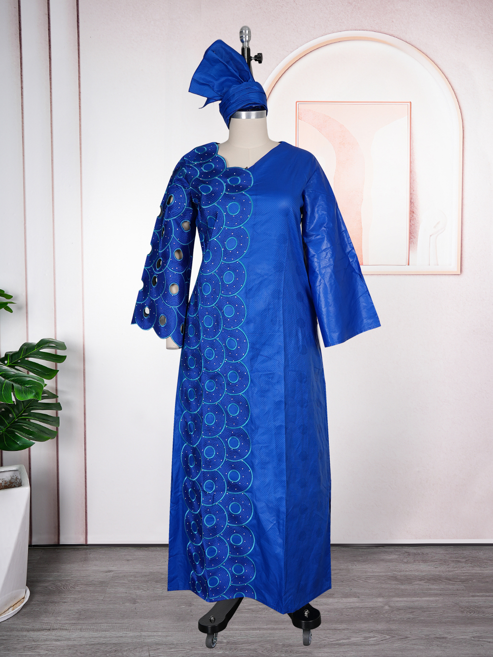 Robes de Soirée et de Mariage Grande Taille pour Femmes Africaines 2026 Nouveauté Dashiki Ankara Broderie Bazin Riche avec Foulard