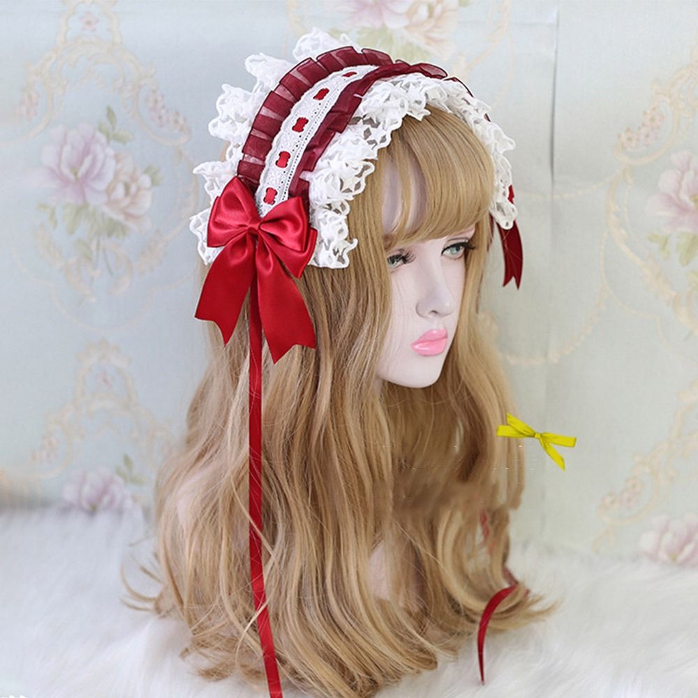 Bande de Sauna à Volants Lolita de Style Japonais, Bandeau avec Nministériels d en Dentelle Brodée d'Étoile Douce, avec Épingles à Cheveux, Coiffure de Cosplay de Demoiselle d'Honneur
