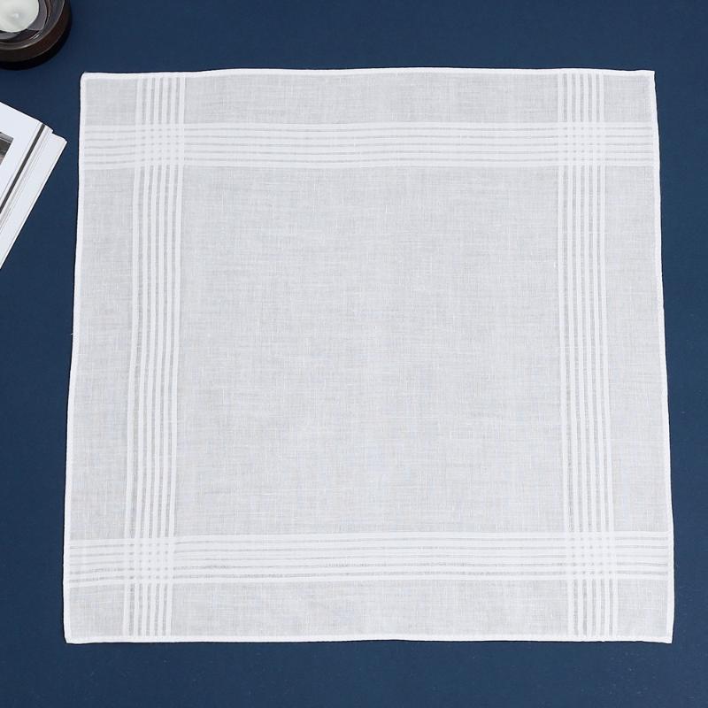 Mouchoirs blancs purs pour hommes et femmes, mouchoirs unis en pur coton, écharpe pour pantalons de poche à rabat, 6/12 pièces