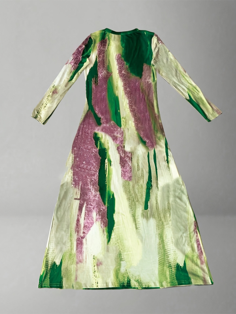 Robes élégantes imprimées Graffiti pour femmes, robes décontractées à manches longues, tempérament Y2K, mode féminine, vêtements à col rond, nouvelle collection 2025