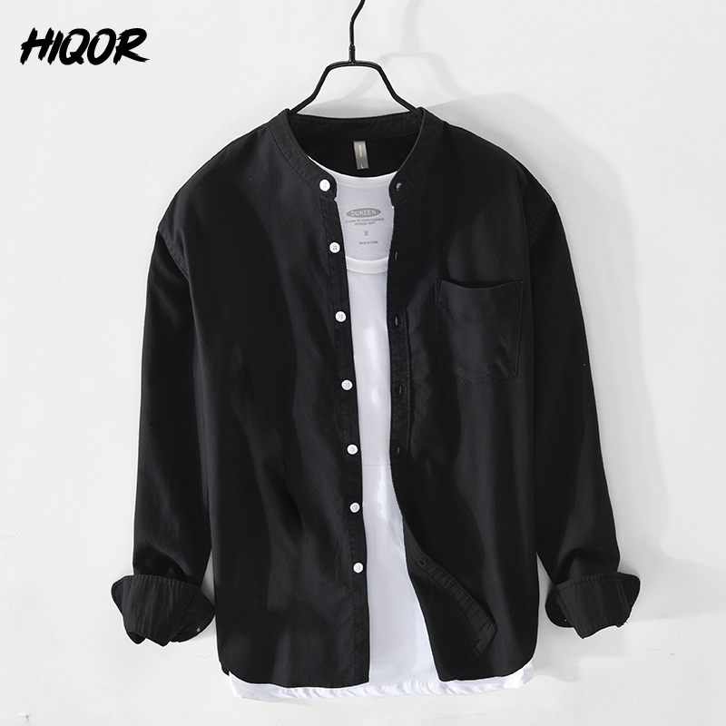 Chemises décontractées pour hommes HIQOR, style simple et tendance, nouvelle collection 2026, haute qualité, 100 % coton Oxford, chemises vintage pour hommes