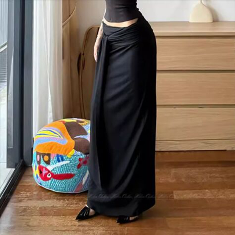 Mode avant cravate jupes longues femmes Maxi jupe été Sexy femme taille haute moulante trompette jupes femmes Mujer Faldas