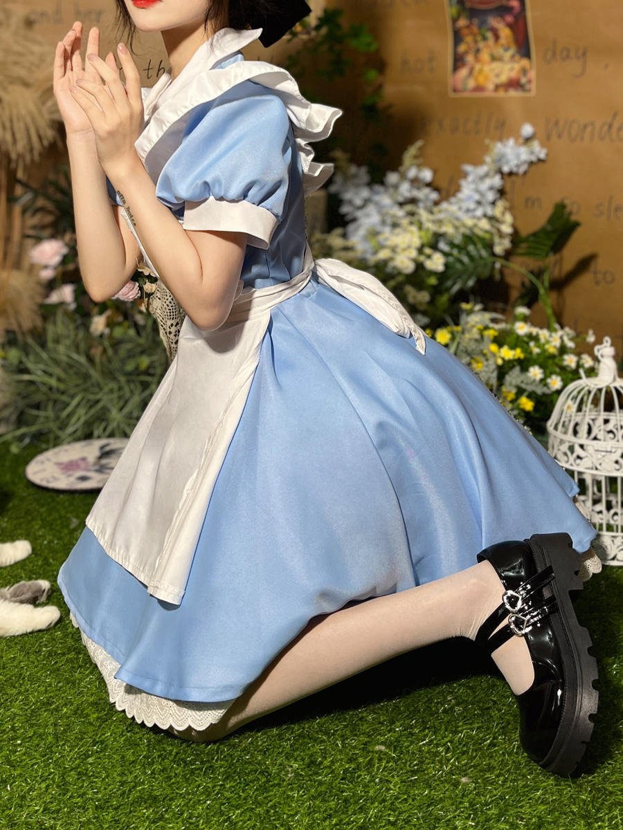 Robe Lolita pour femme, tablier de demoiselle d'honneur, jupe de carnaval, costumes de cosplay, tenue de carnaval d'Halloween, vêtements de mascarade