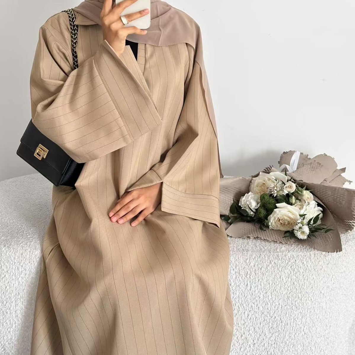 Robe Abaya pour femme, Kaftan Jalabiya rayée, pour fête, style musulman, Dubaï, Caftan marocain, longue robe, Abayas 2026