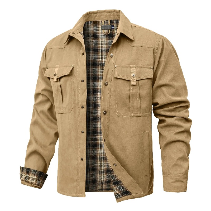 Harajuku – vestes pour hommes, chemise doublée de flanelle, manteau décontracté, bouton-pression, surchemise, Style Cowboy occidental, haute qualité, automne hiver