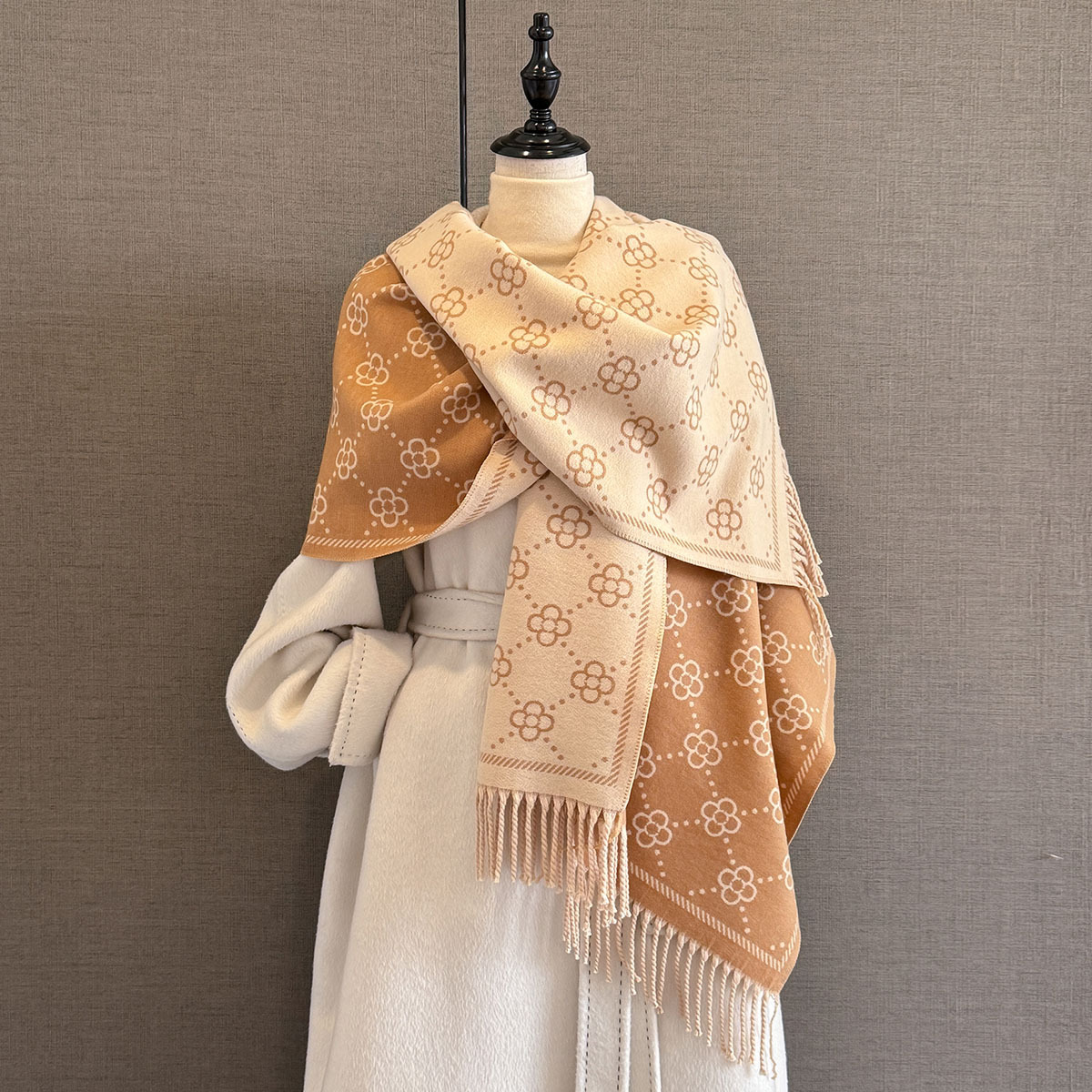 Écharpe chaude en cachemire de luxe pour femme, châle enveloppant, Double face, imprimé Floral, Pashmina Bufanda, Poncho de voyage, étoles