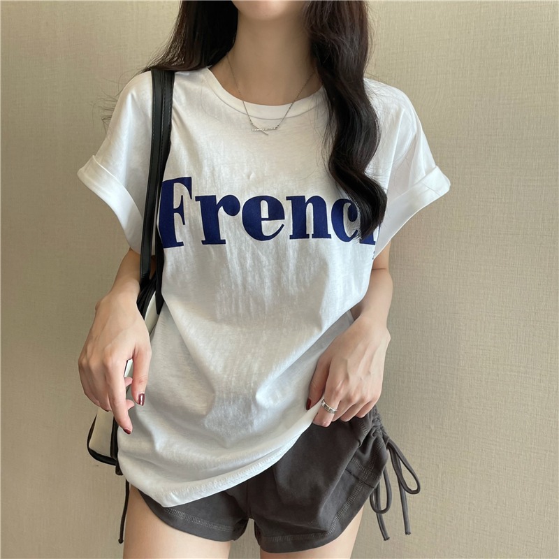 Mode Vintage femmes T-Shirts américain à la mode lettre imprimer nouveaux hauts à manches courtes décontracté vêtements de rue femme hauts T-Shirts d'été
