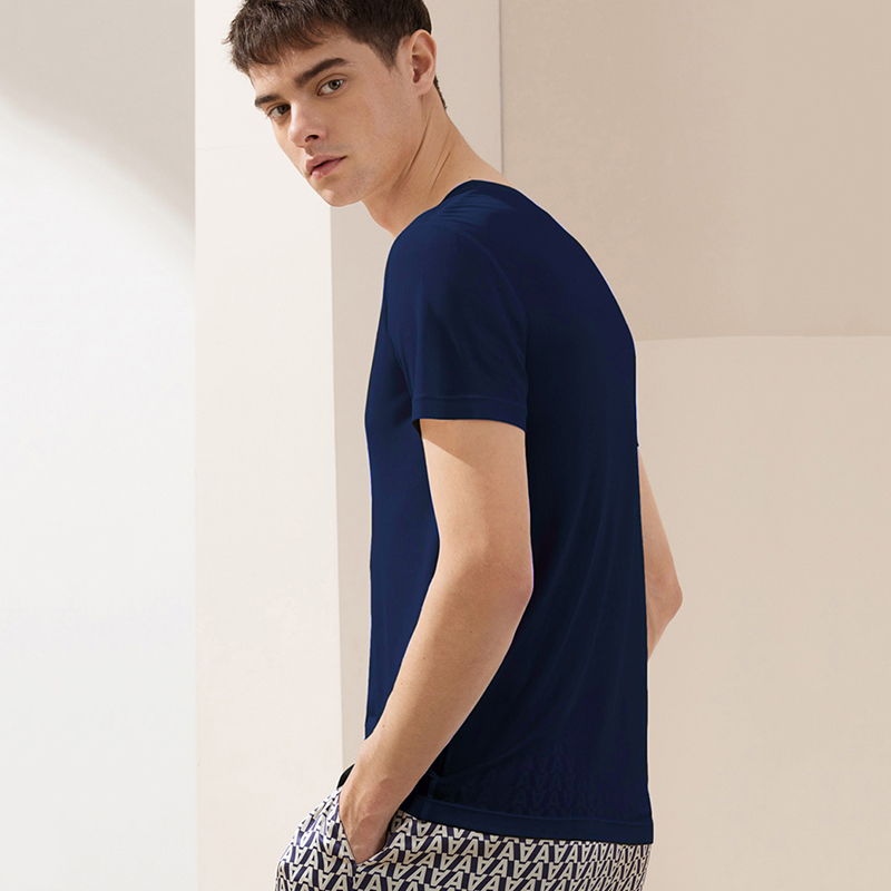 70% soie véritable hommes T-Shirts t-shirt à manches courtes col rond basique été hauts homme ample