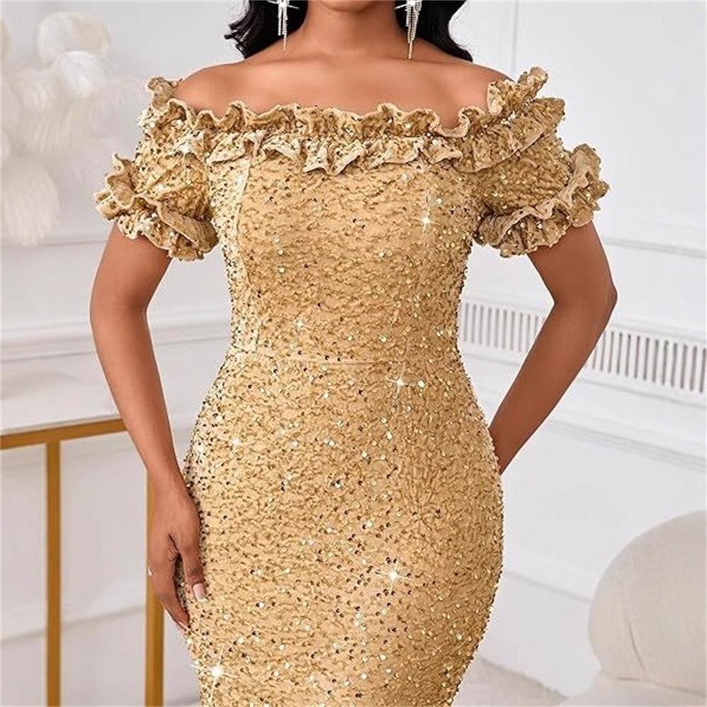 Robe de soirée élégante à épaules dénudées, robe de cocktail pour dîner et banquet