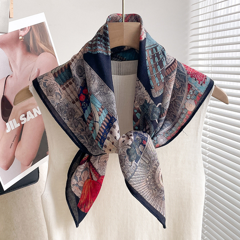 Écharpes de cou tendance pour femmes, châles et foulards en coton imprimé, petits bandanas, foulards carrés, jolis hijabs 68x68cm