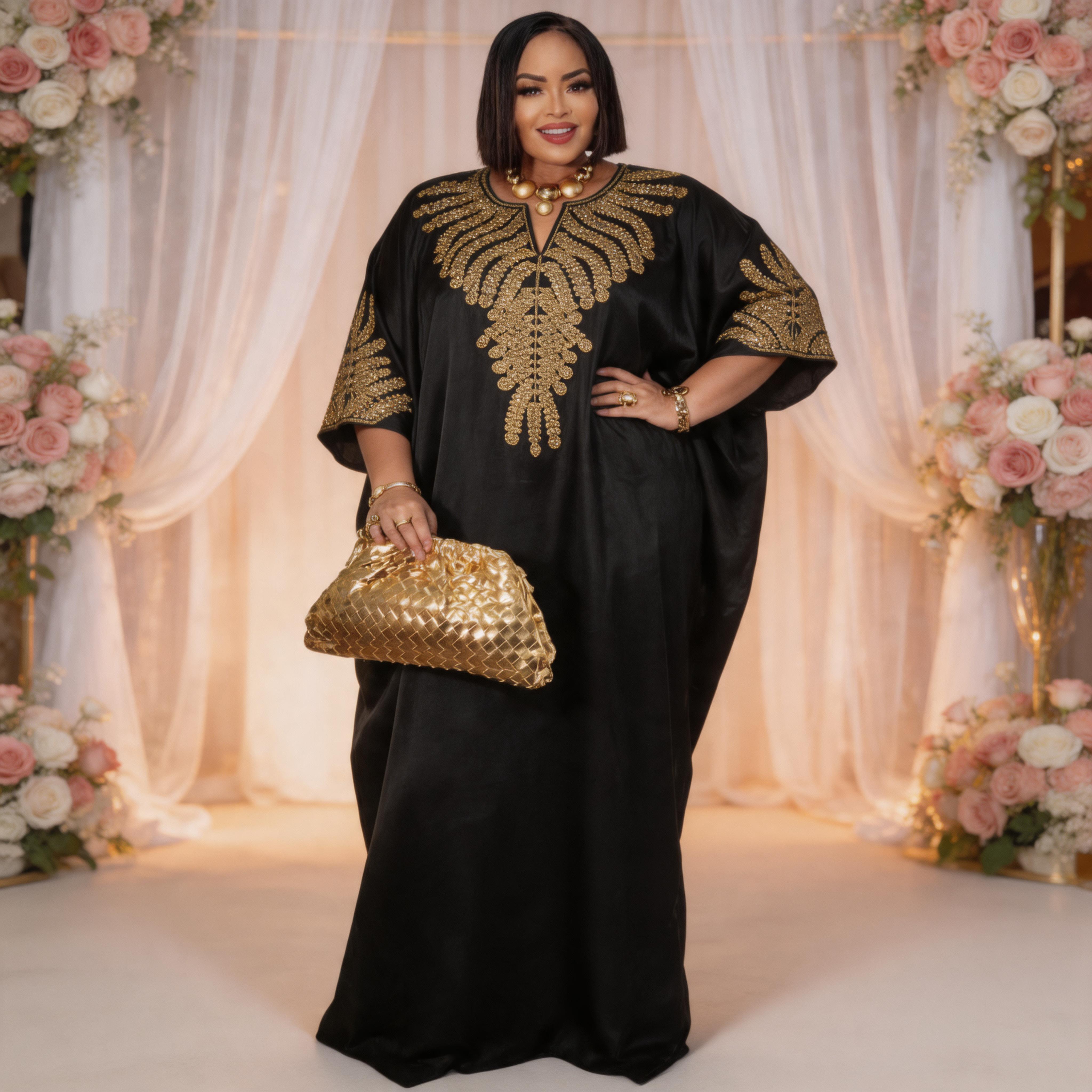 Robe africaine pour femmes, abaya brodée, grande taille, élégante, pour fêtes et cérémonies