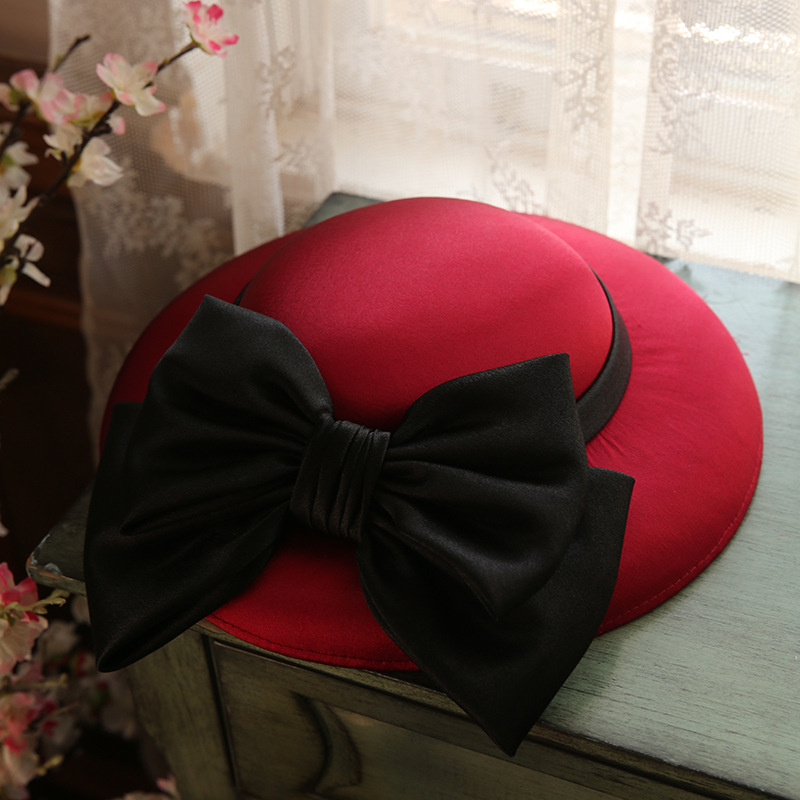 Chapeau seau angleterre pour femmes avec grand nœud, chapeau de mariage pour fête de banquet, chapeau à nœud à large bord avec Clips pour femmes et filles
