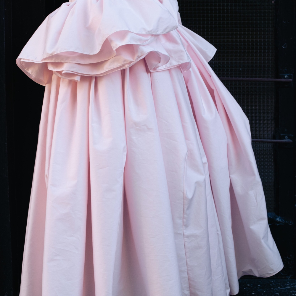 Jupe longue de soirée pour femme, taille haute, à volants étagés, style princesse bouffante et moelleuse, rose bébé