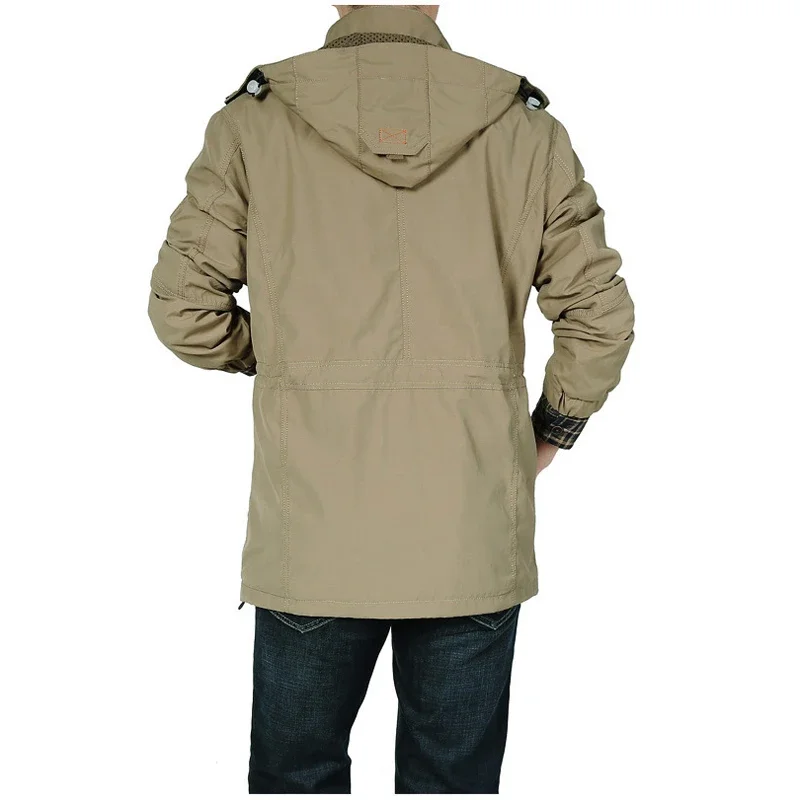 Blouson aviateur cargo à capuche pour hommes, coupe-vent de randonnée, vêtements d'extérieur décontractés, mode armée, printemps, automne
