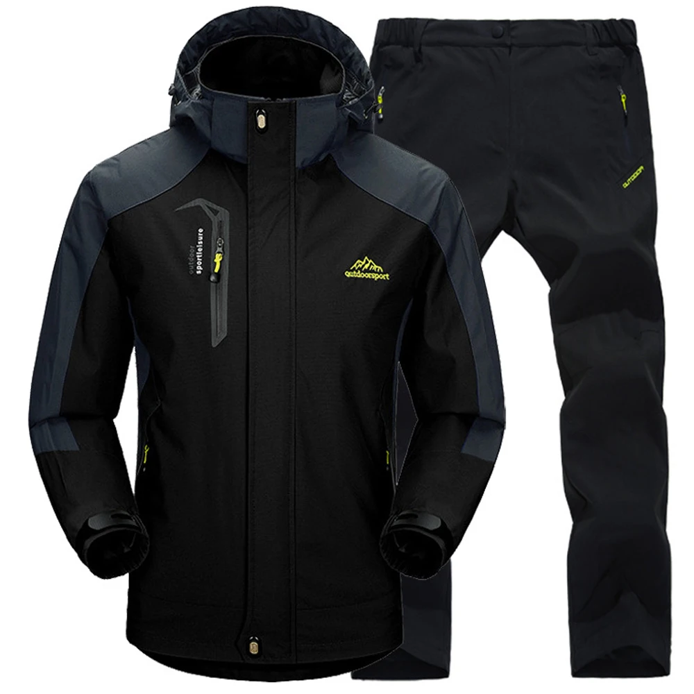 Ensemble de Veste et Pantalon d'Extérieur pour Homme, Thermique, Imperméable, Coupe-Vent, à Capuche, Randonnée, Voyage Militaire, Vêtements de Camping en Montagne
