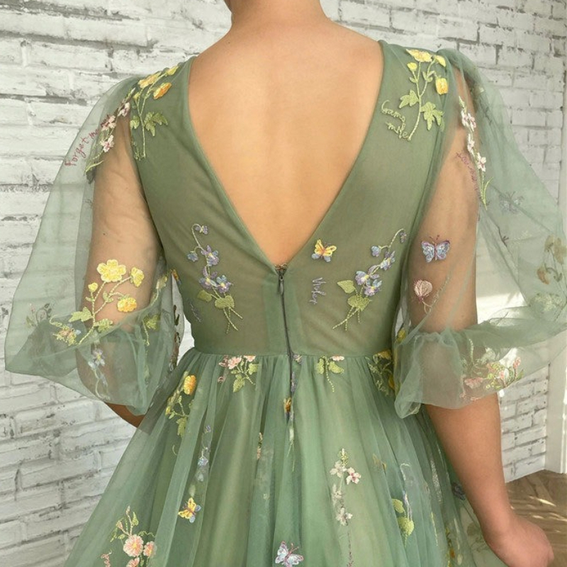 Robe longue pour femme, robe de bal, robe de mariée florale à manches bouffantes, style Y2K streetwear, taille haute, élégante pour soirée et fête