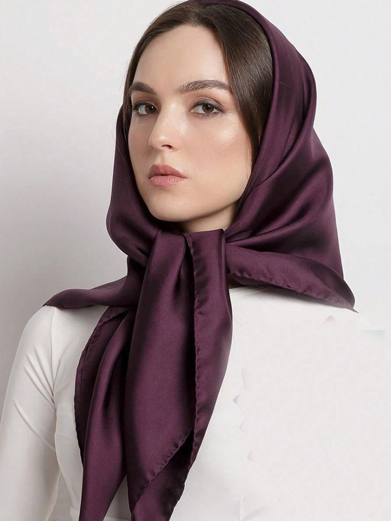 Foulard en soie de luxe pour femmes, mouchoir imprimé en Satin, Bandana uni, foulard polyvalent, accessoire pour cheveux Hijab, 90x90cm