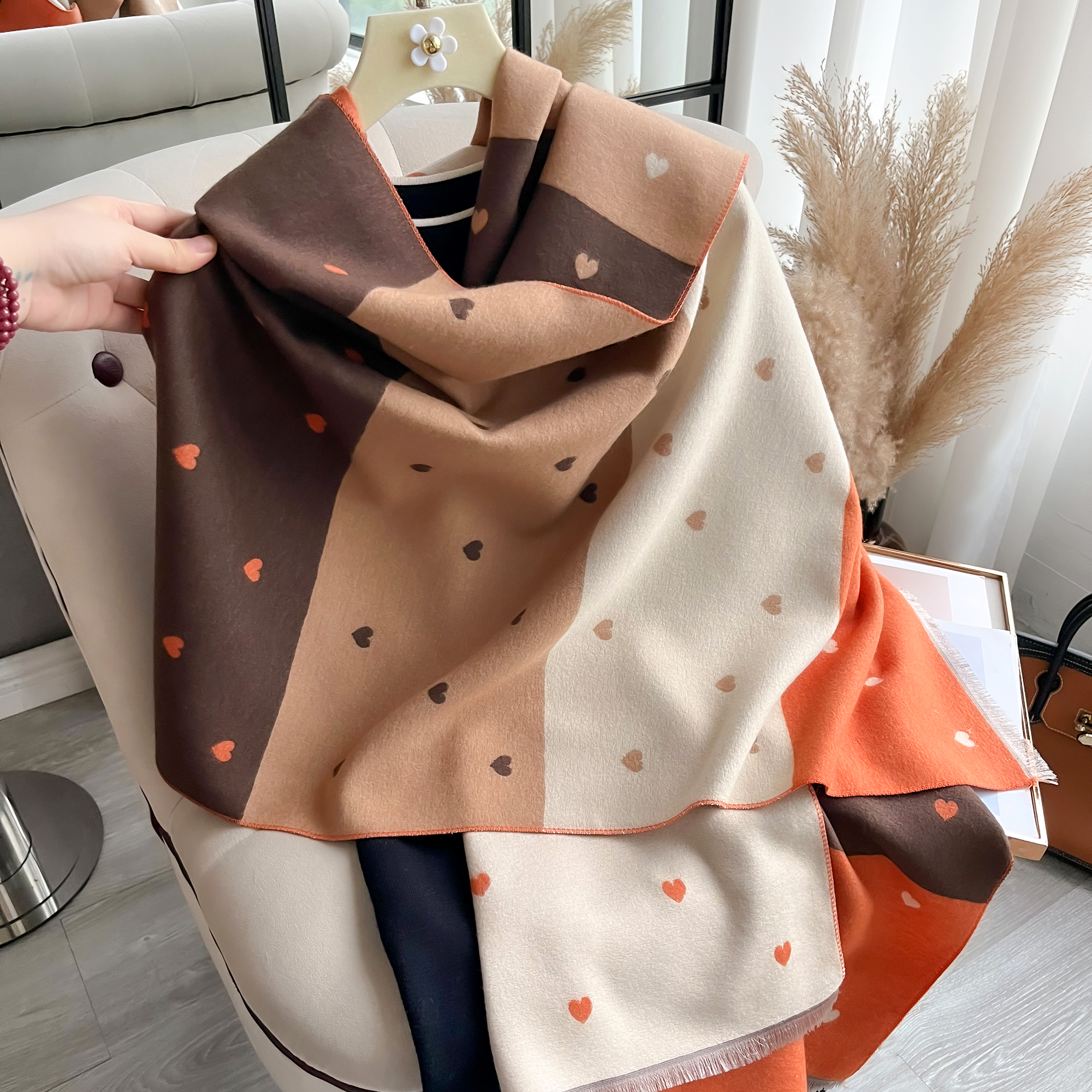 Écharpe en cachemire pour femmes, châle enveloppant, Pashmina, marque de luxe, Poncho, couverture épaisse, chaude, Bufanda, nouvelle collection hiver