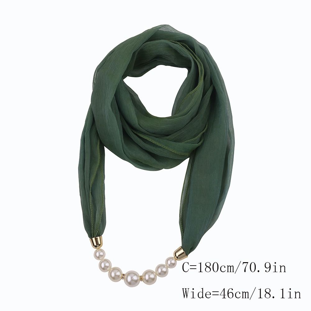 Écharpe en mousseline de soie avec chaîne de perles tendance, coupe-vent, protection solaire, pour femme