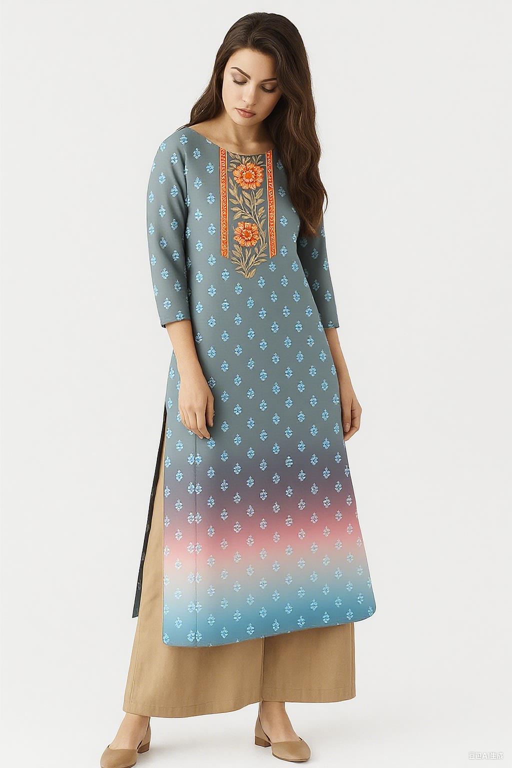 Musulman Kurtta tenue décontractée moyen-orient droit décontracté ethnique fente ourlet Mandarin paon Style National Caftan turc Abaya