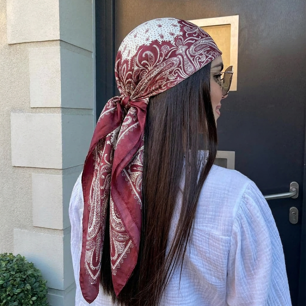 Foulard carré en soie 90 cm pour femme, marque de luxe, imprimé satiné, hijab, écharpe musulmane, paréo, bandana, châle, bandeau, foulard