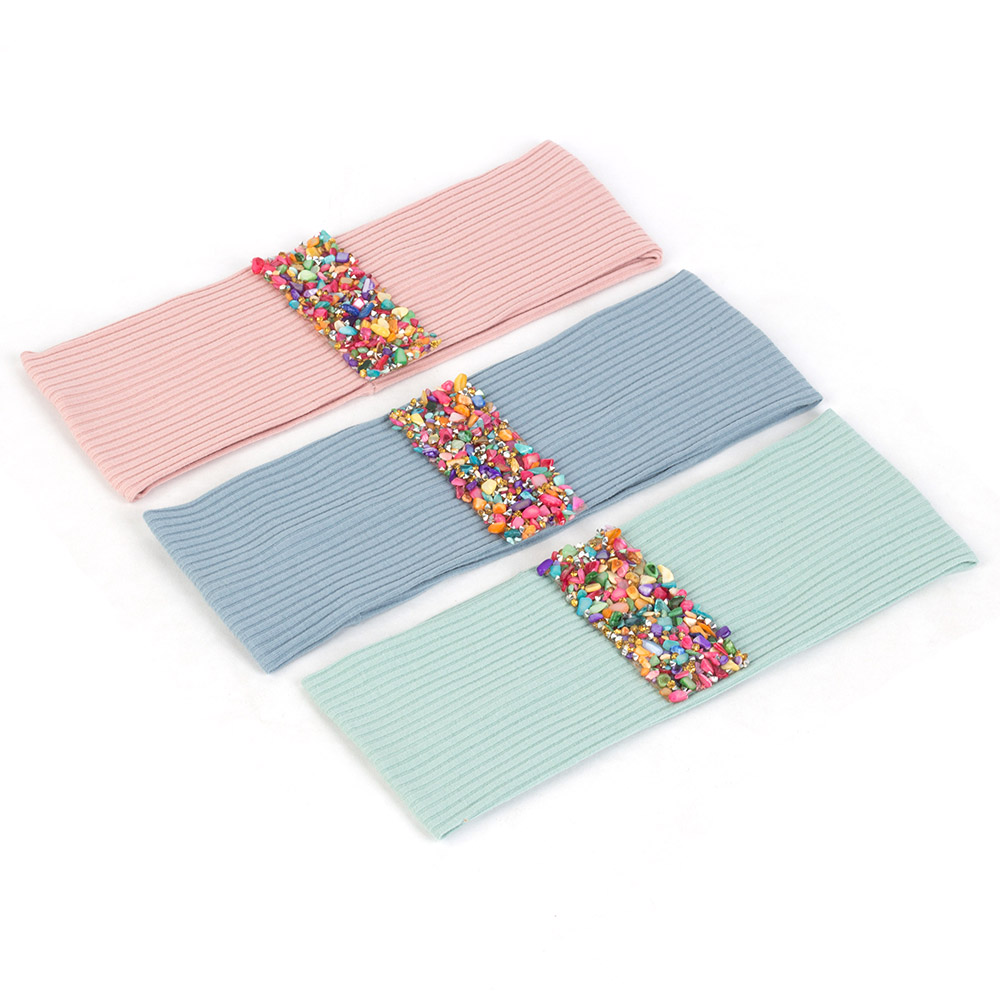 Ruban de pierres colorées en coton pour femme, bandeau élastique pour cheveux, accessoires de fête