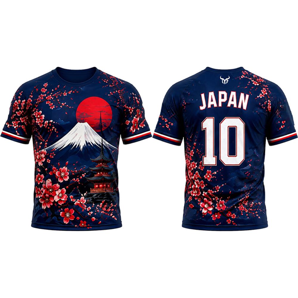 Nouveau maillot de football imprimé style japonais, respirant et à séchage rapide, motif fleur de cerisier, t-shirt unisexe décontracté pour l'été