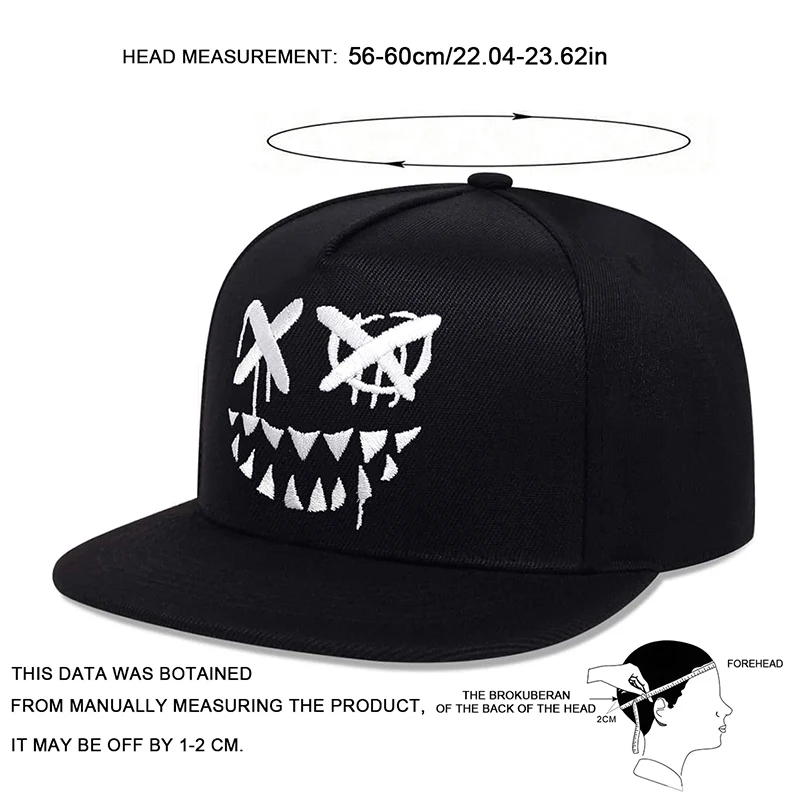 Casquette Hip Hop pour Homme Personnalisée Broderie Coton Réglable Snapback Printemps Été Chapeau de Soleil Extérieur Loisirs