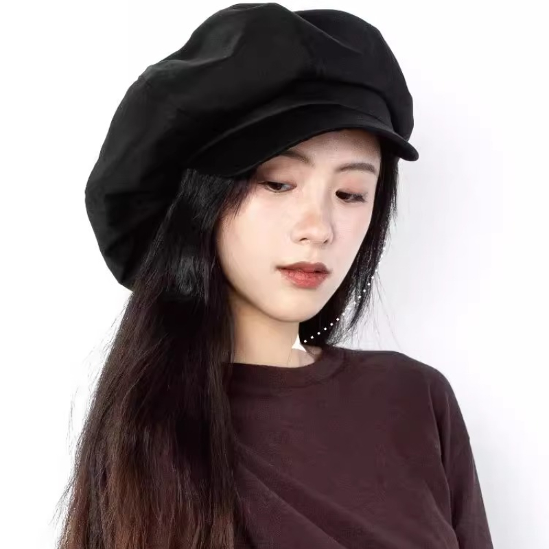 Casquette de journal en toile et cuir surdimensionnée de 62cm, chapeau de peintre solaire d'été, béret en feutre de laine pour hommes et femmes, chapeaux octogonaux de petite et grande taille