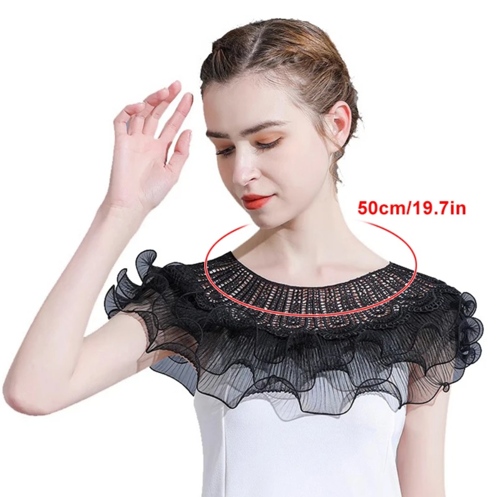 Châle fin en dentelle à volants, élégant, pour femme, protection solaire, idéal pour mariage, soirée ou comme cape de robe
