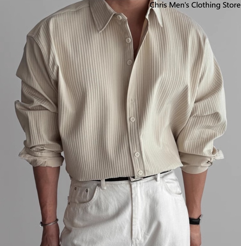 Une chemise décontractée d'affaires indispensable pour hommes élégants, vêtements pour hommes en tissu texturé Chemises pour hommes à la mode de qualité haut de gamme