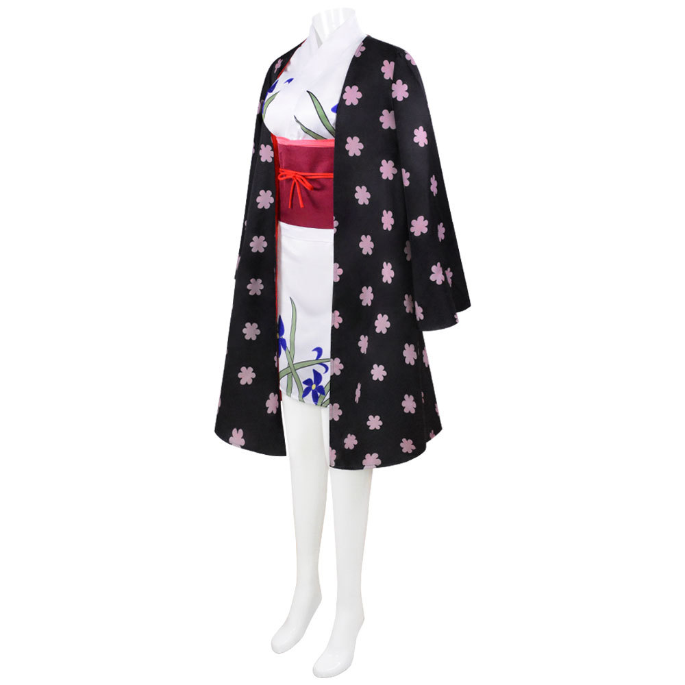Costume de cosplay Nico Robin pour femme, ensemble kimono floral et cape du pays de Wano