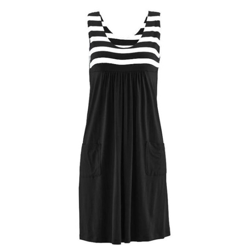 Robe d'été rayée à la mode, ample, simple, sans manches, vêtements pour femmes