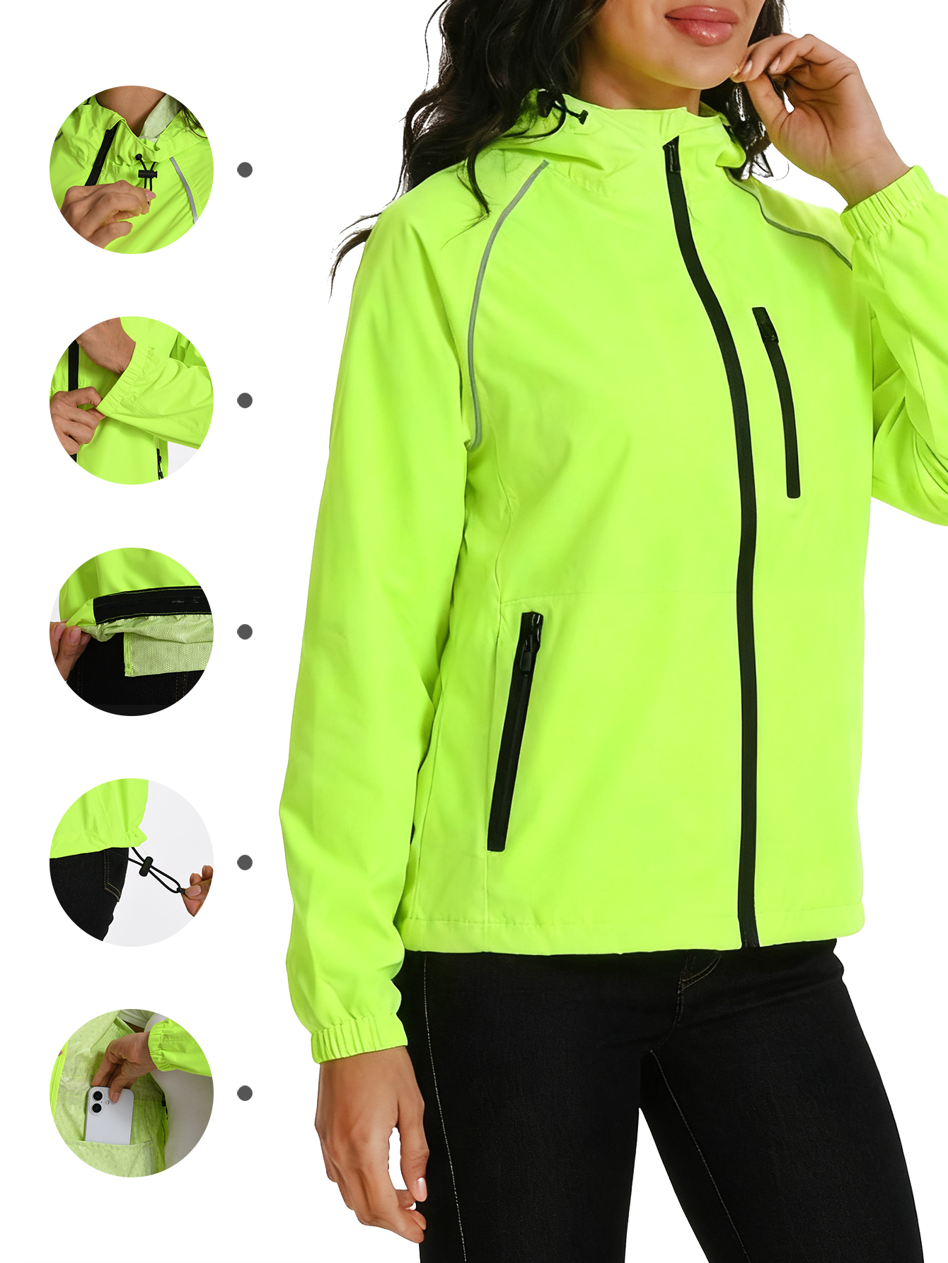 Veste à capuche imperméable et coupe-vent pour femmes, veste de sport respirante à manches longues, veste de sport de randonnée perméable à l'humidité