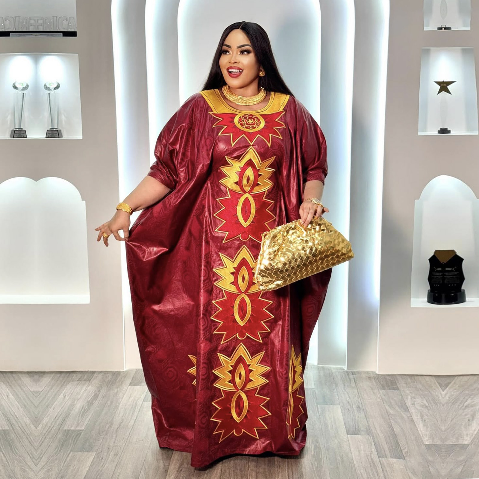 Tenue africaine pour femmes Abaya broderie grande taille robe d'église de fête élégante